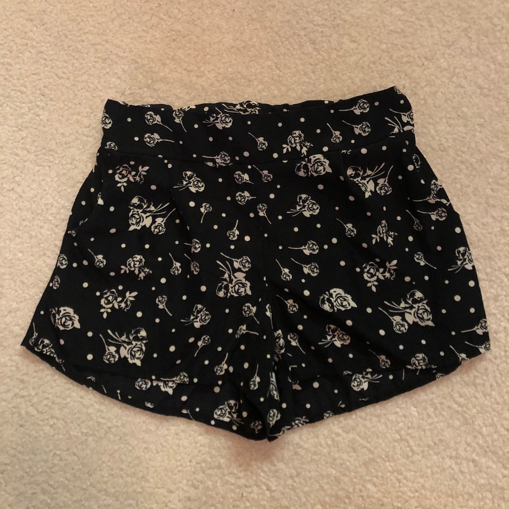 Black Charlotte Russe Shorts with Floral Pattern
